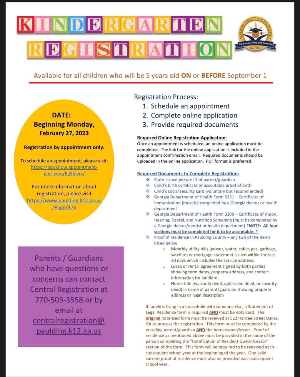 Kindergarten Registration